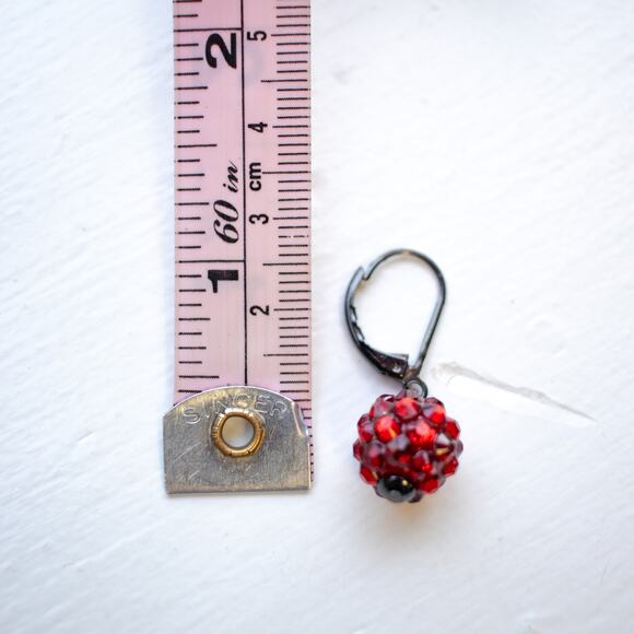 Vintage Red Bedazzled Minimalist Dangle Earrings - Picture 5 of 5
